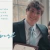 A card reading ‘Give the Gift of Support’ beside a photograph of a young man and a boy